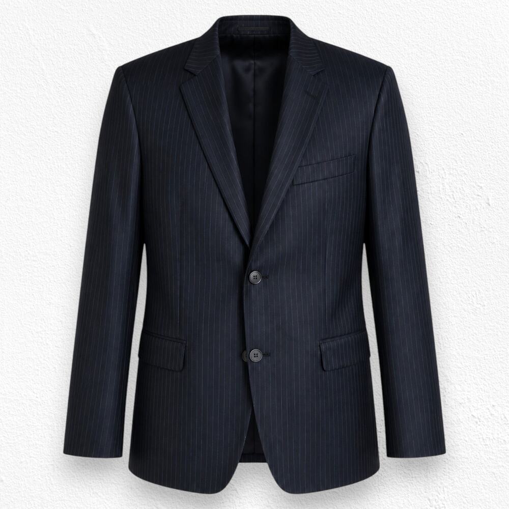 Y2K Lauren Ralph Lauren Black Pinstripe Wool Suit Jacket Blazer Size 48R